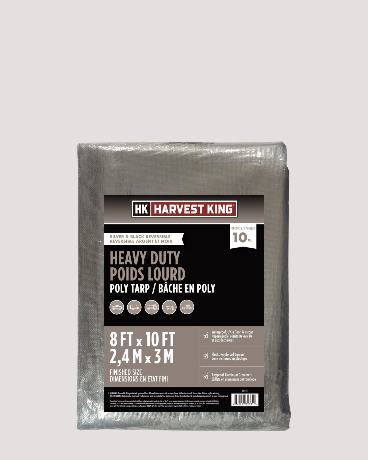 Silver/Black Reversible Heavy Duty Poly Tarp