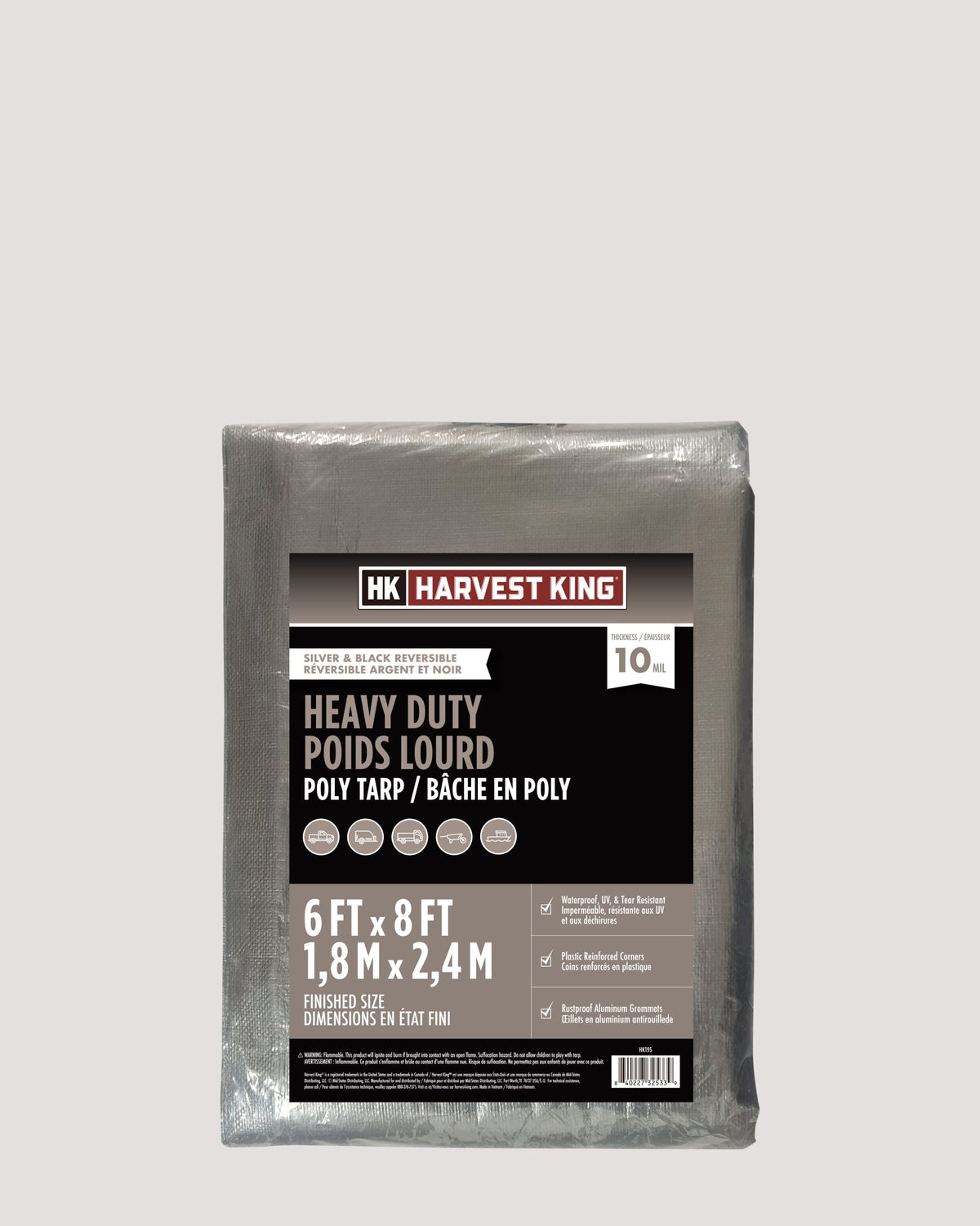 Silver/Black Reversible Heavy Duty Poly Tarp
