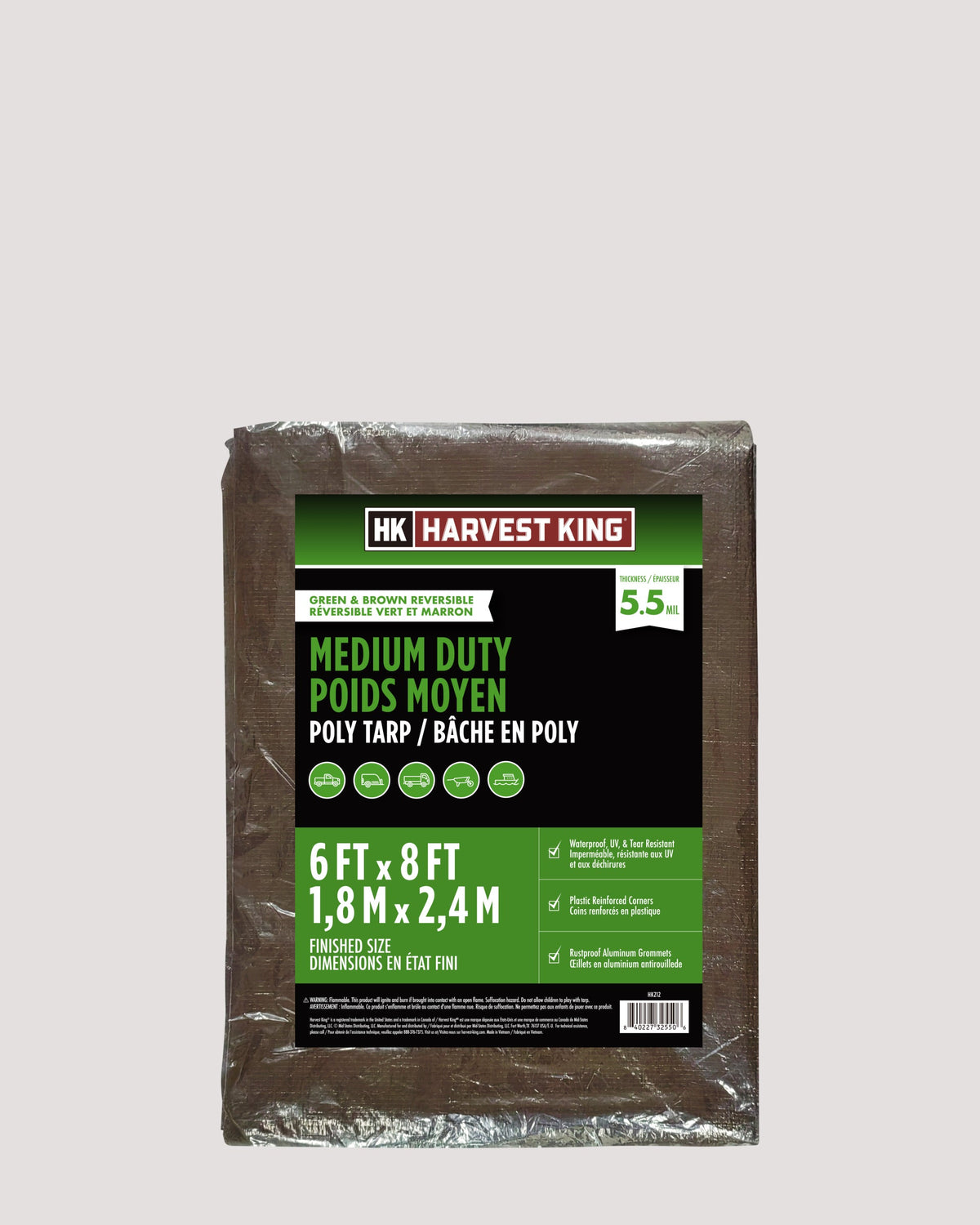 Brown/Green Reversible Medium Duty Poly Tarp