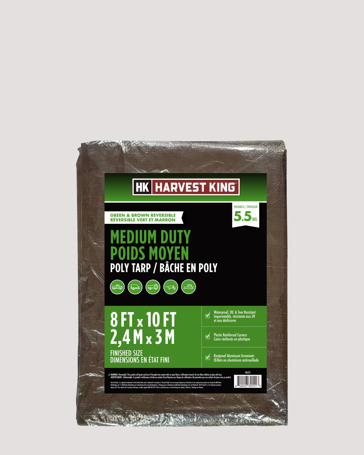 Brown/Green Reversible Medium Duty Poly Tarp